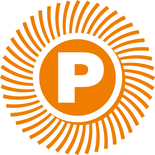 橙色太陽字母P矢量logo